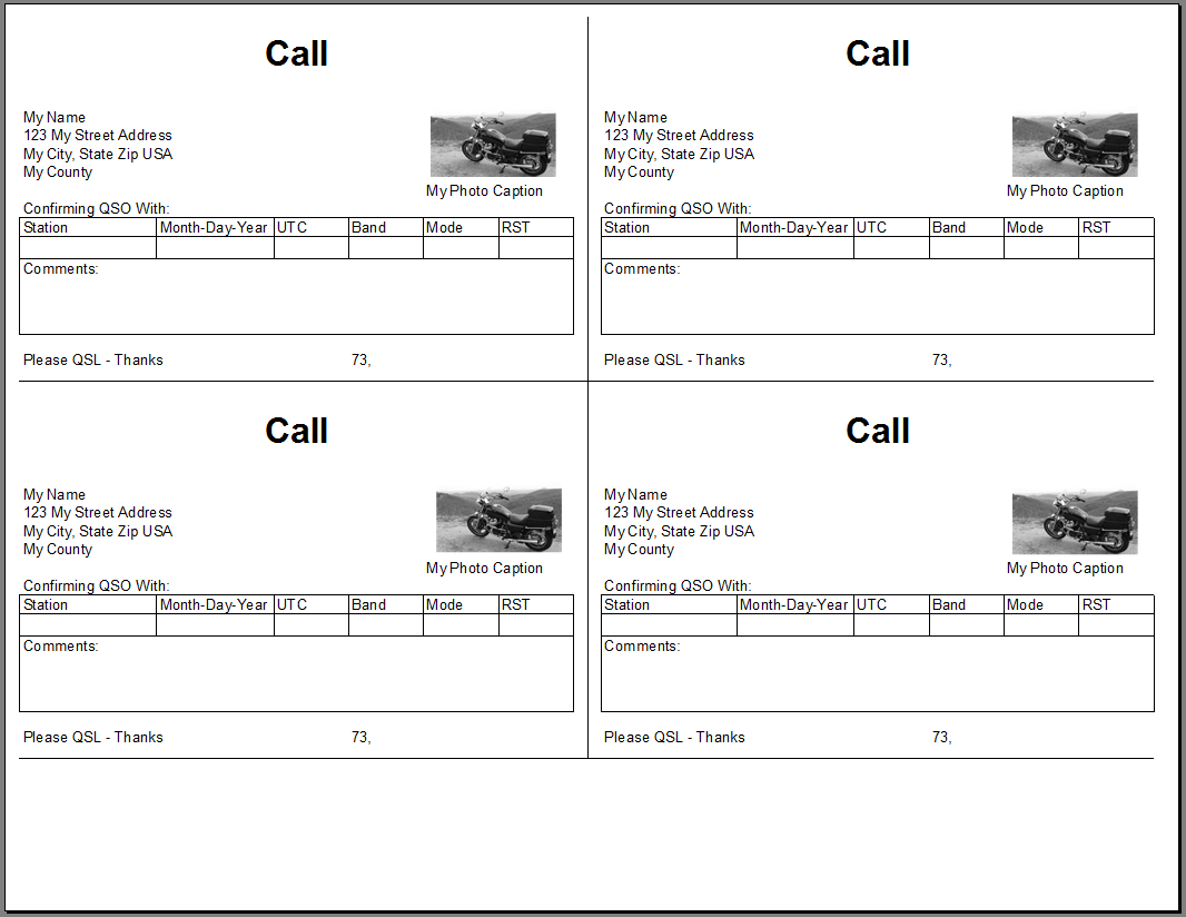 QSL Cards From Excel Spreadsheet Inside Qsl Card Template