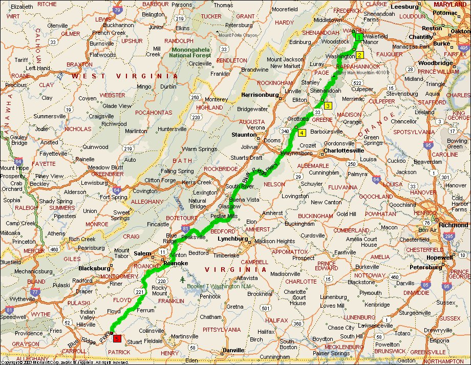 Front Royal, VA to Meadows of Dan, VA